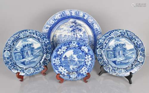 Three 19th Century Blue and White Plates to Comprise a C.181...