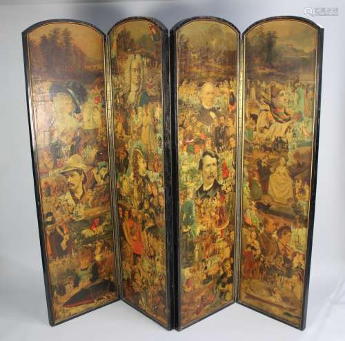 A Late Victorian Four Panel Arch Topped Modesty Screen decor...