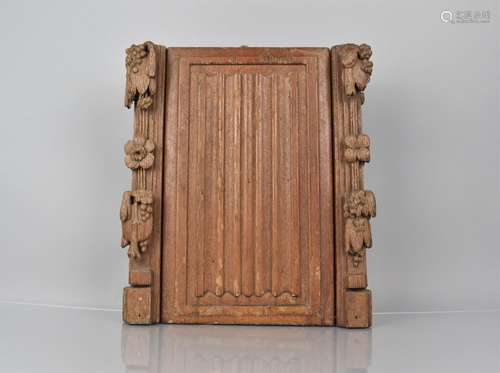 A 17th Century or Earlier Carved Oak Linen-Fold Panel with L...