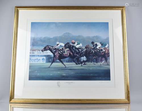 A Framed Limited Edition Racing Print, Dancing Brave and Tri...