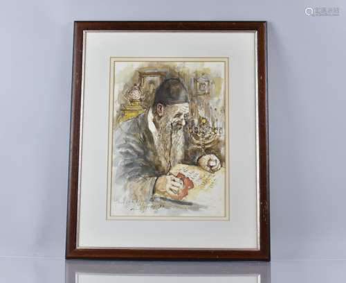 Alex Jawdokimov B.1937. Mixed Media Portrait of Jewish Schol...