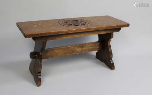 A Mid 20th Century Oak Stool with Carved Rosette to Top, 76c...