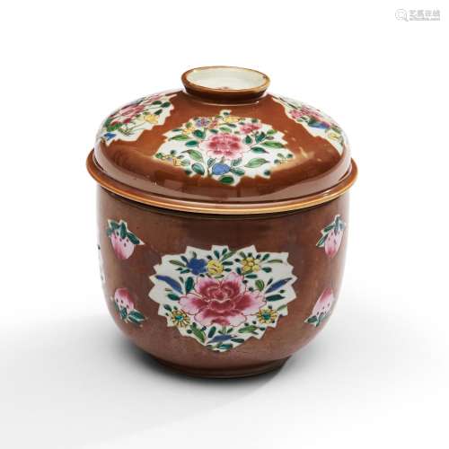 Wucai-enameled Batavia Brown Lidded Bowl