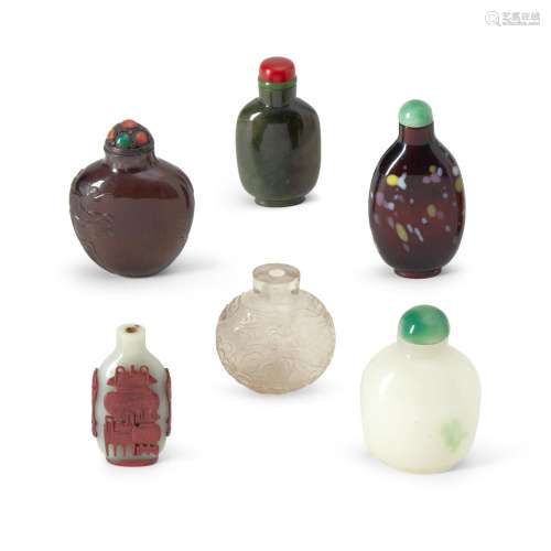 Six Glass and Stone Snuff Bottles