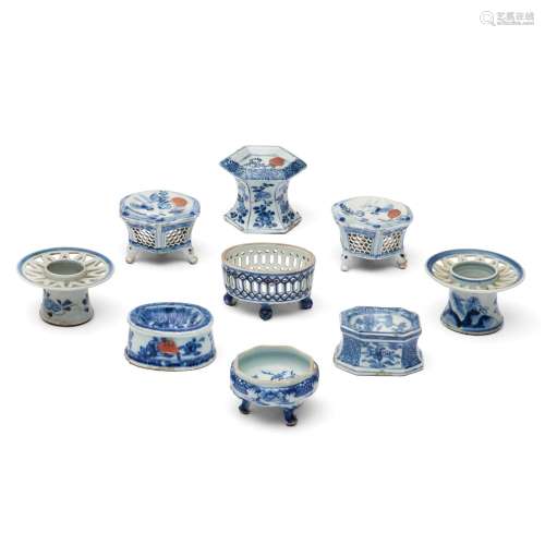 Nine Miniature Blue and White Vessels