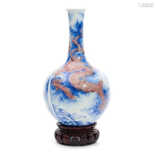Copper-red Blue and White Vase