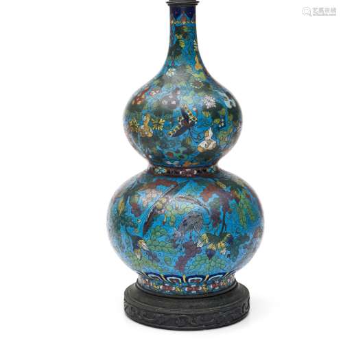 Cloisonné Double-gourd Vase Mounted as Lamp