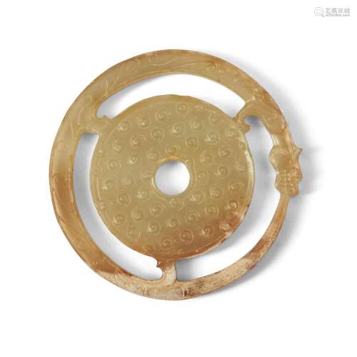Archaistic Jade Bi Disc with Chilong
