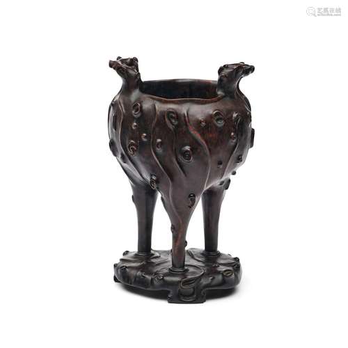 Large Carved Wood Censer