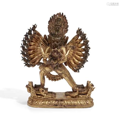 Gilt-bronze Figure of Thousand-armed Yamantaka