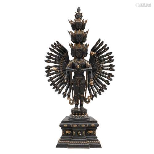 Lacquered Bronze Statue of Thousand-armed Avalokiteshvara