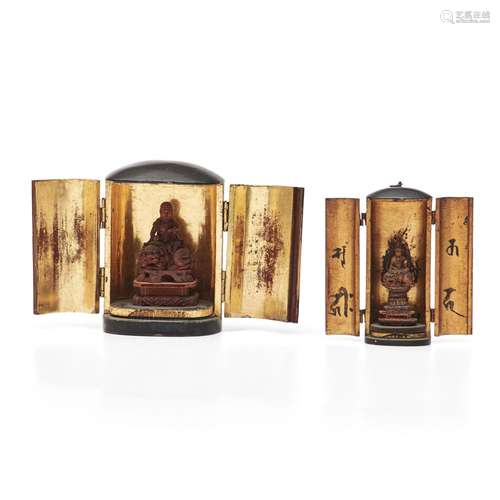 Two Lacquered Zushi Portable Shrines