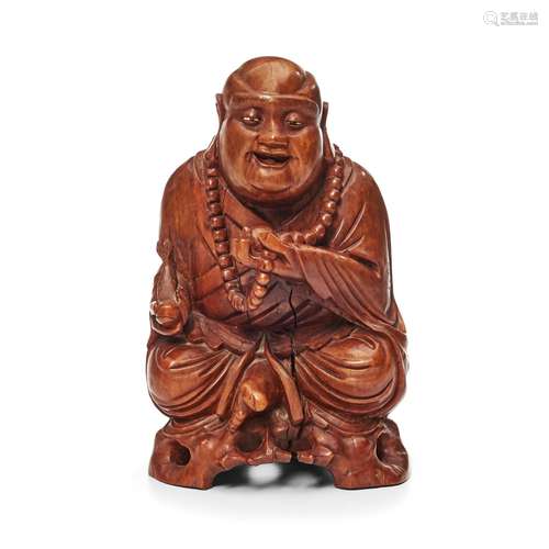 Carved Wood Figure of Ebisu