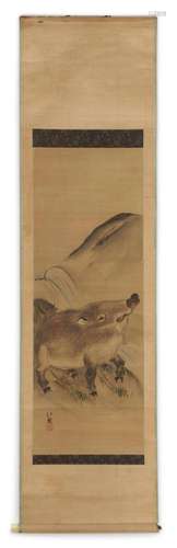 Hanging Scroll Depicting a Boar