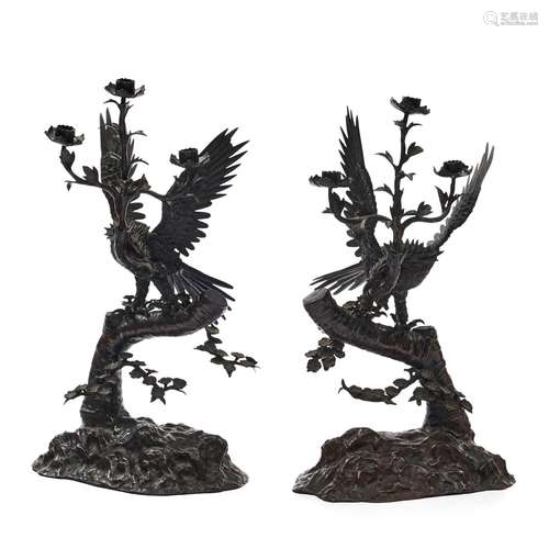 Pair of Bronze Candle Holders