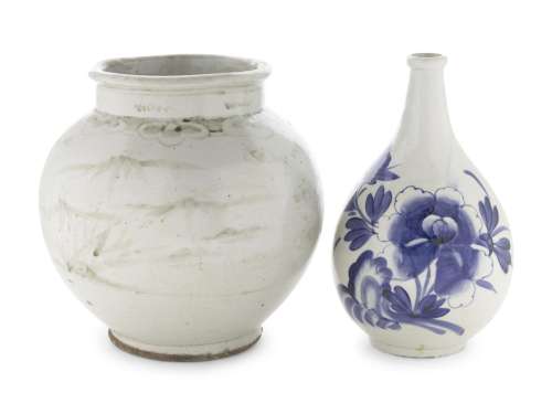 Two Korean Blue and White Porcelain Vessels