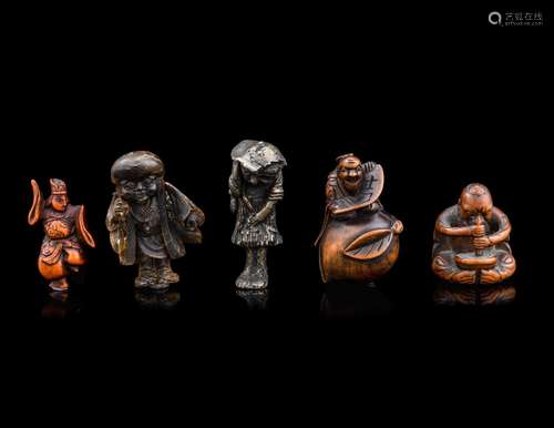 Five Japanese Figural-Form Netsuke