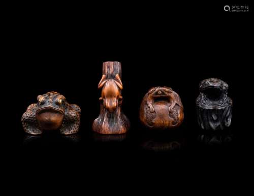 Four Japanese Carved Wood Netsuke