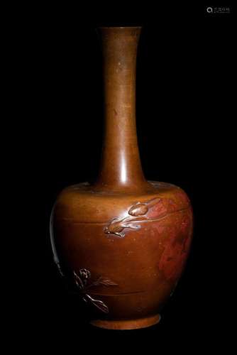 A Japanese Bronze Bottle Vase