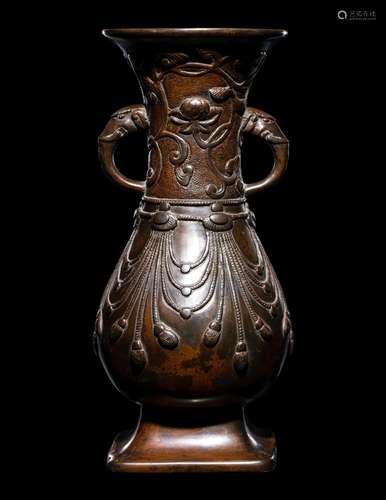 A Japanese Bronze Pear-Shaped Vase