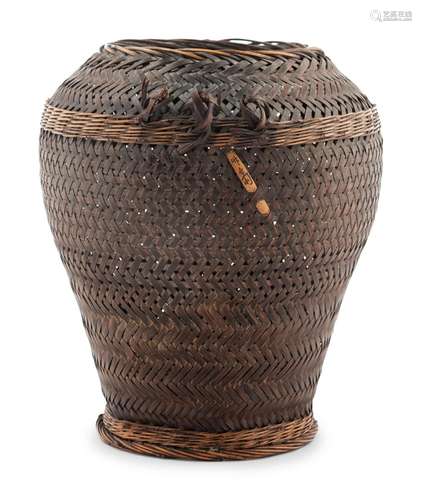 A Japanese Bamboo Ikebana Basket