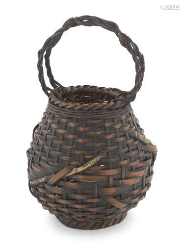 A Japanese Bamboo Ikebana Basket