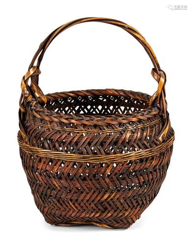 A Japanese Bamboo Ikebana Basket