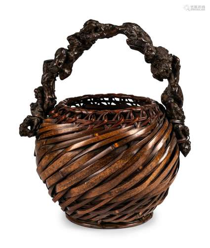 A Japanese Bamboo Ikebana Basket