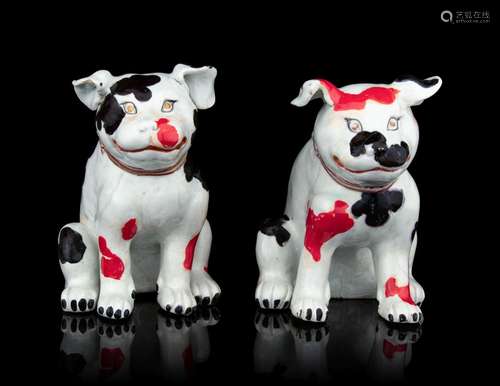 A Pair of Japanese Arita Figures of Puppies