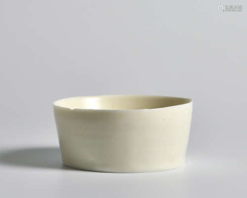 当代 日本陶艺大师黑田泰藏手作白釉筒形碗