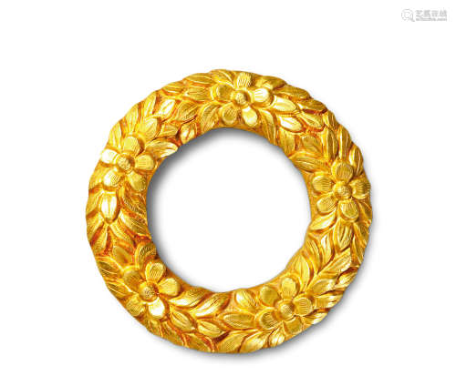 明 金花卉纹巾环