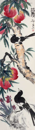 娄师白（1918-2010） 益寿 镜心 设色纸本