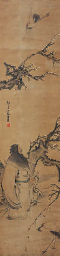 王素（1794-1877） 梅妻鹤子 立轴 设色纸本