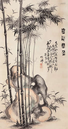 竹禅（1824-1901） 虚心君子 立轴 设色纸本