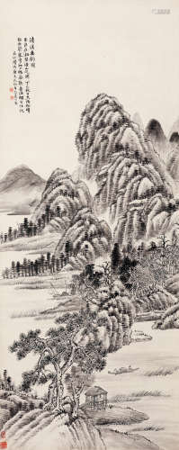 陆恢（1851-1920） 清溪垂钓图 立轴 水墨纸本