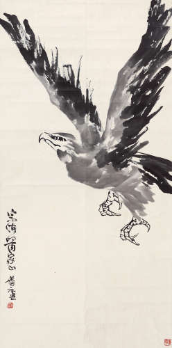 许麟庐（1916-2011） 鹰 镜心 设色纸本
