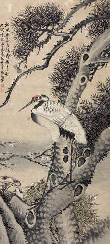 张赐宁（1743-1818） 松鹤图 立轴 设色纸本