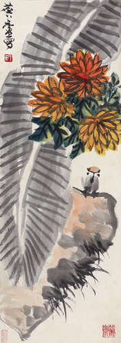 许麟庐（1916-2011） 花鸟 立轴 设色纸本