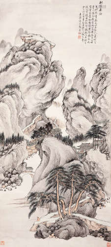 许荣勋（1873-1955） 松阴垂纶图 立轴 设色纸本