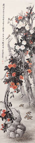 胡郯卿（1865-？） 鸟语花香 立轴 设色纸本