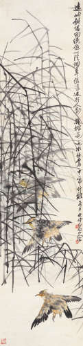王一亭（1867-1938） 竹鸡图 立轴 设色纸本