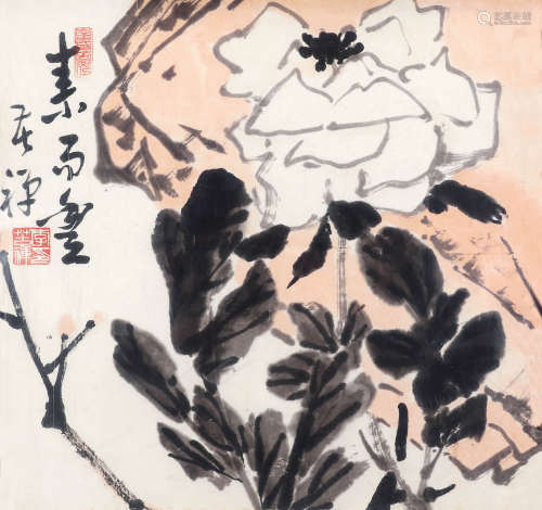 李苦禅（1899-1983） 牡丹 镜心 设色纸本