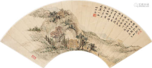 王学浩（1754-1832） 山水扇面 镜心 设色纸本