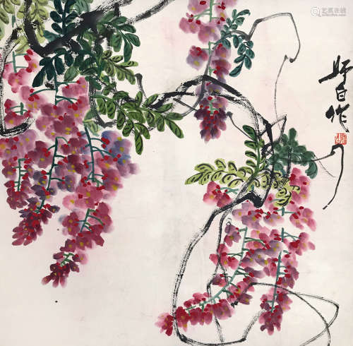 娄师白（1918-2010） 藤萝 立轴 设色纸本