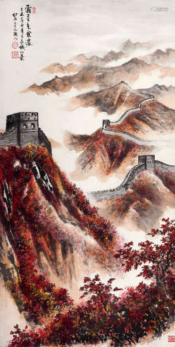 关松房（1901-1982） 红叶长城 立轴 设色纸本