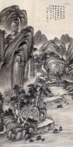 萧俊贤（1865-1949） 古木秋林 立轴 水墨纸本