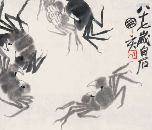 齐白石（1864-1957） 螃蟹 立轴 水墨纸本