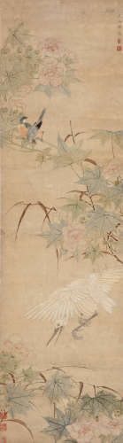 陆治（传）（1496-1576） 花鸟 立轴 设色纸本