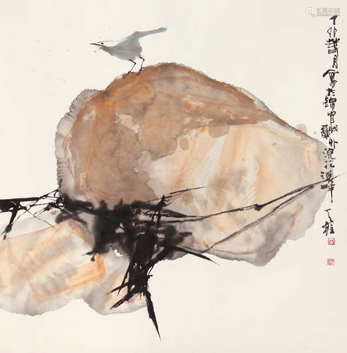 秦天柱（b.1952） 花鸟 立轴 设色纸本