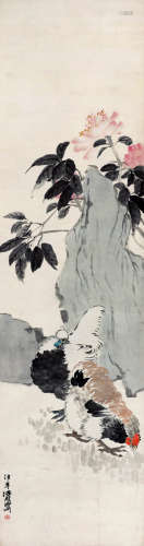任伯年（1840-1896） 牡丹双禽 立轴 设色纸本